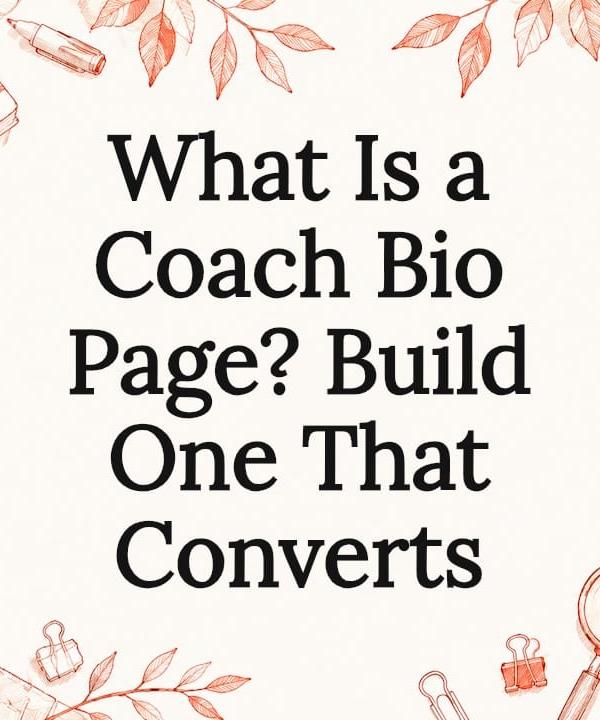 Coach bio page example with client-focused headline and call-to-action button